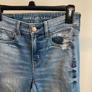 American Eagle high waisted distressed jeans